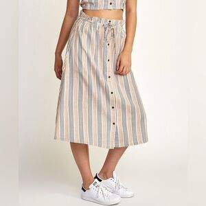 RVCA Large Oslo Striped Midi Skirt Womens Juniors Summer Spring Clothes Boho No